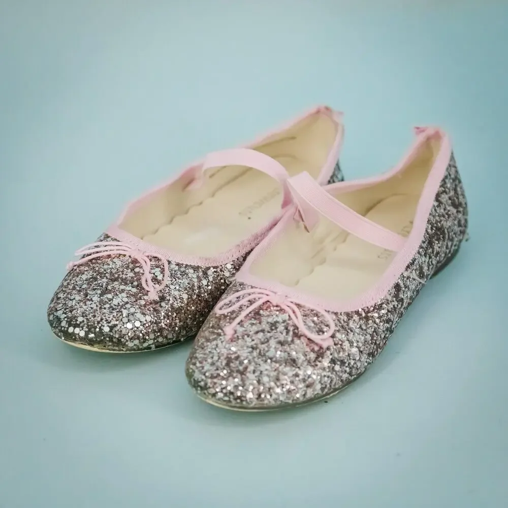 Crewcuts J. Crew Girls Size 1 Zoe Pink Glitter Mary Jane Slip On Ballet Flats